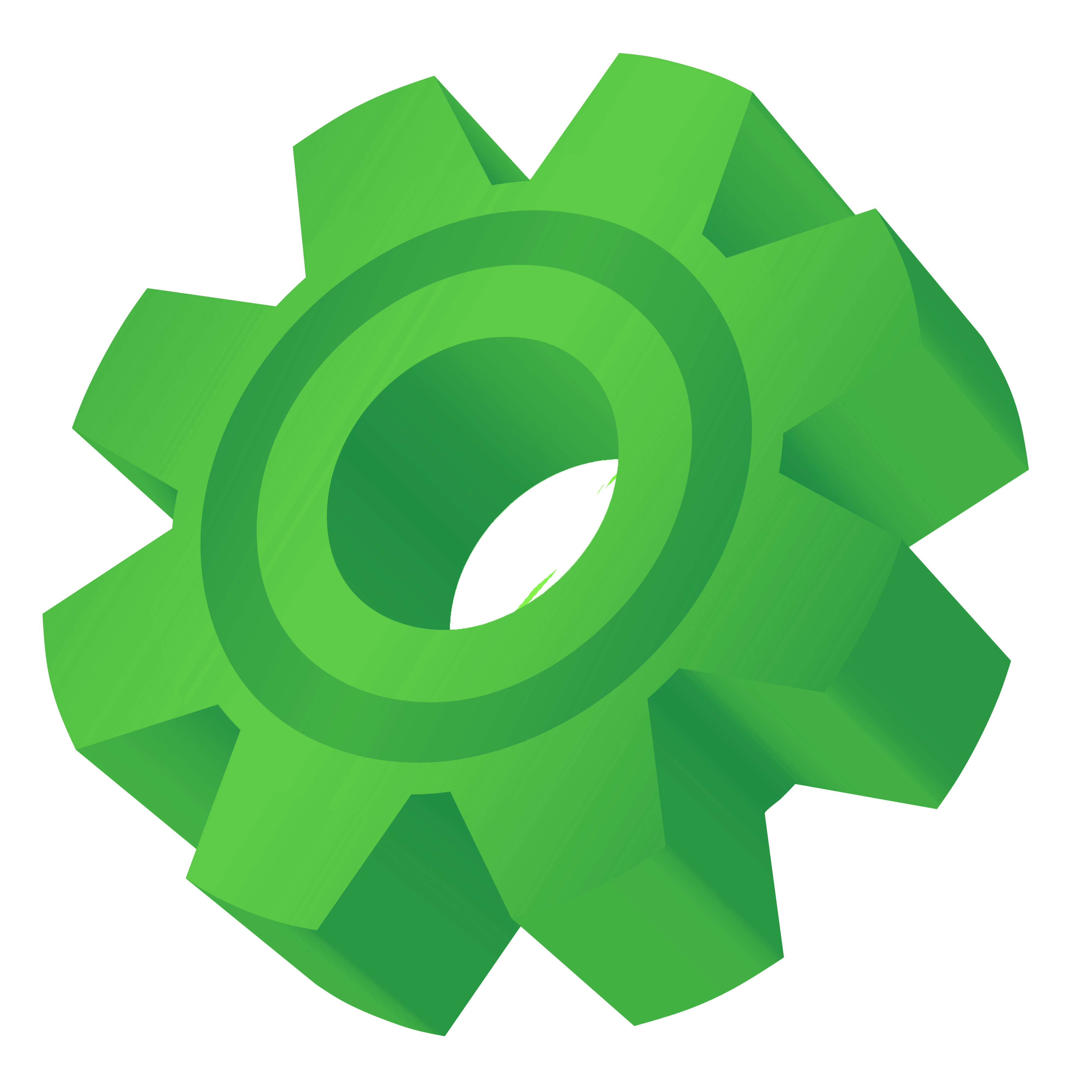 Gear wheel cartoon illustration in 3d style zelena